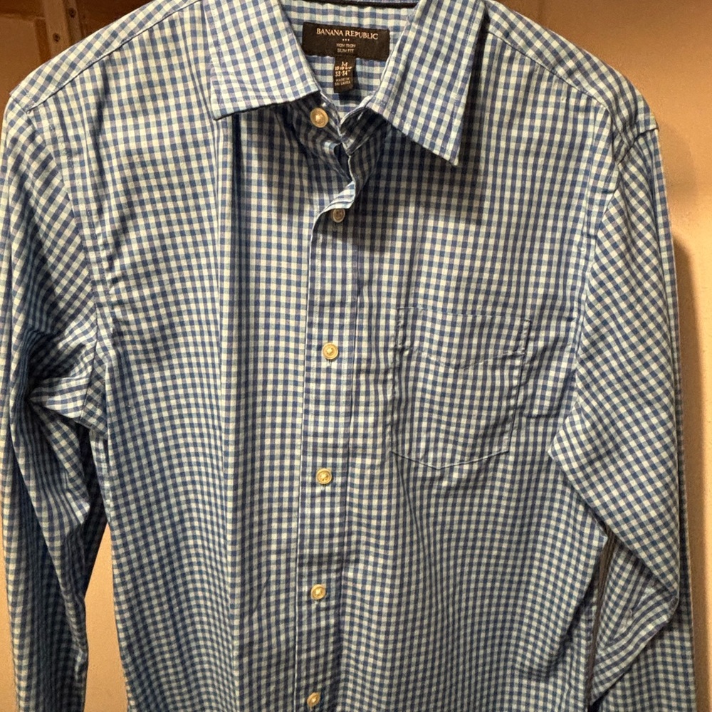 Banana Republic Men's Blue Gingham Shirt